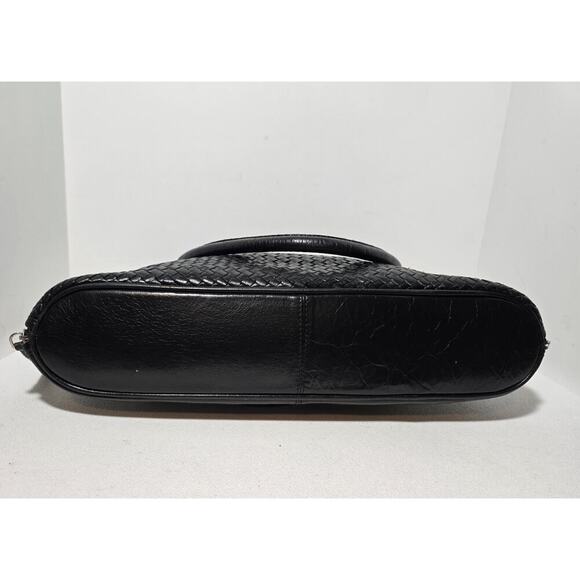 Latico Black Leather Business Tote Briefcase Laptop Case Organizer Woven Pocket - Picture 10 of 16